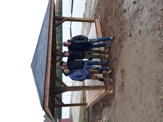 Picture of students in front of functional waterfront gazebo